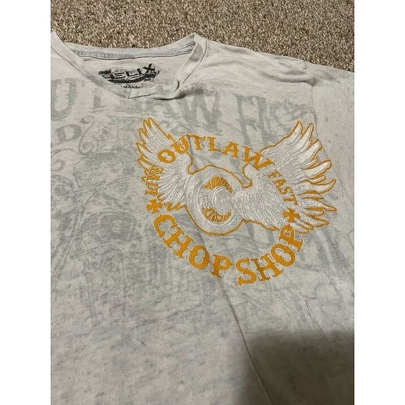 Helix Outlaw Chop Shop V Neck T-Shirt Wings Y2K Skull Grunge Freedom Riders Sm - Picture 1 of 4